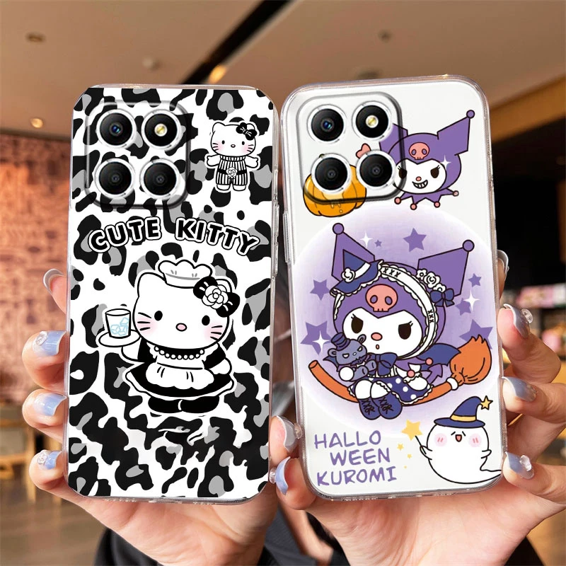 Cute Couple Kuromi Kitty Cinnamoroll Phone Case For Honor X8 X8a X8b X6 X6S X6a X6b X5b 5G X8 4G Transparent Clear Back Cover