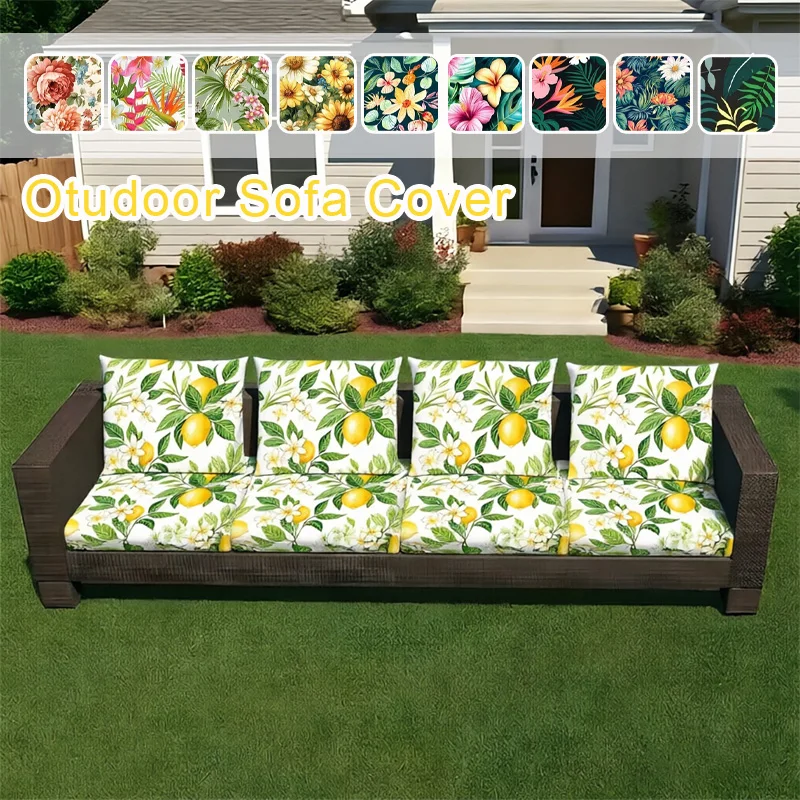 

4/6/8 Pcs Elastic Tropical Printed Outdoor Sofa Cushion Cover Non-Slip Patio Garden Furniture Seat Cushion Slipcover Protector