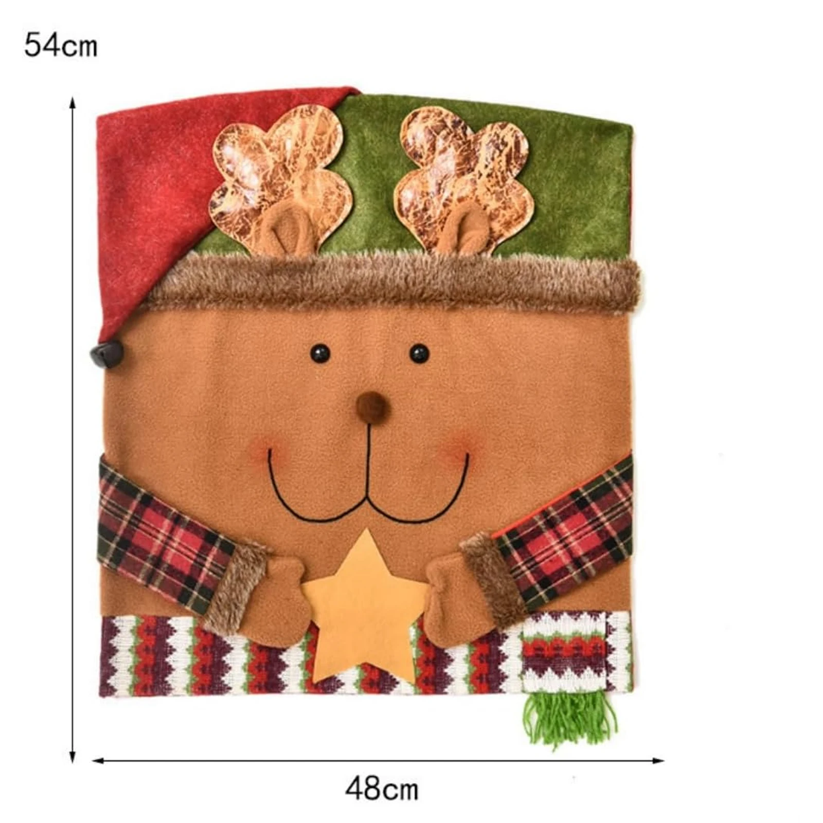Dining Chair Slipcovers, Christmas Chair Back Covers, Removable Chair Protector, Reindeer Dining Room Chair Covers