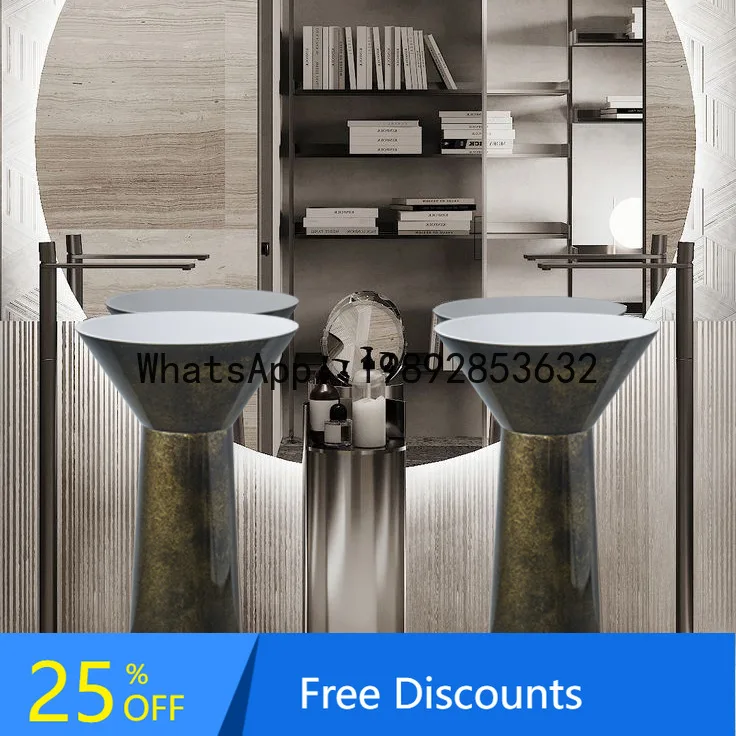 XL Standing Column Washbasin Creative Artistic Integrated Washbasin Without Faucet Hole