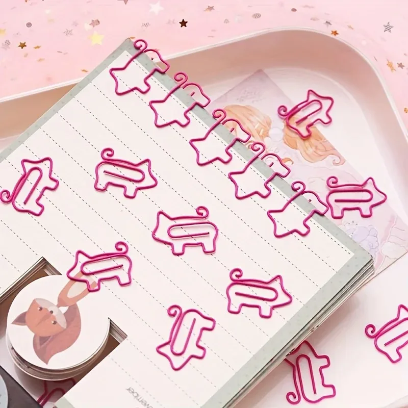 

20pcs New Pink Pig Paper Clip Creative Design Animal Paper Clip Bookmark Learning Supplies Clip Cute Paper Clip