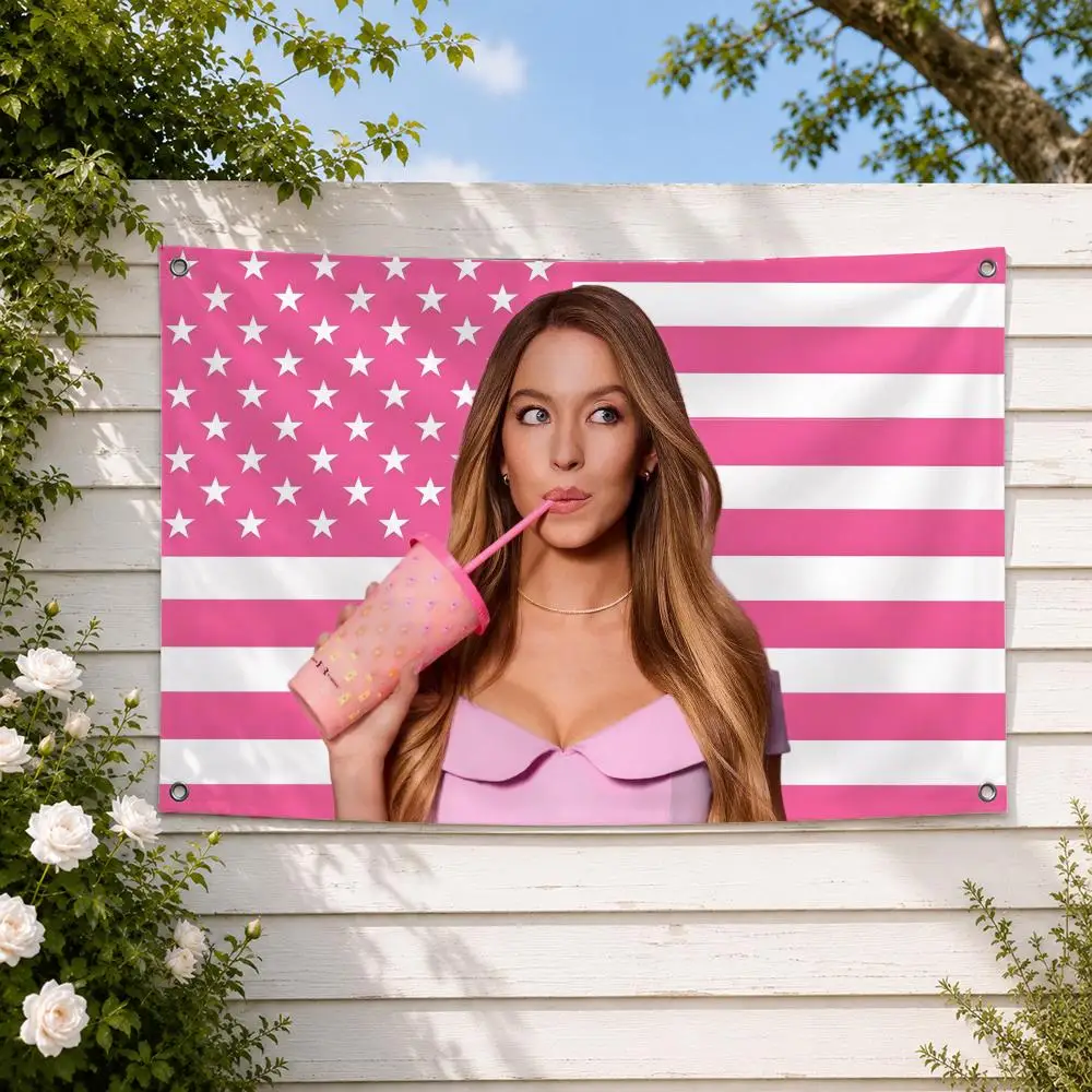 Actor Sydney Sweeney Flags decor flag banner,wall hanging flag,indoor outdoor wall decor,yard garden porch patio