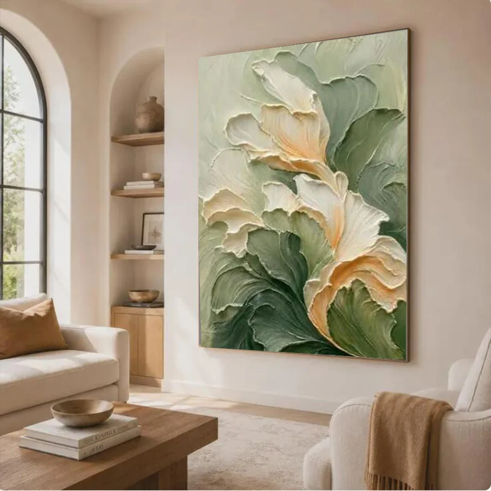 100% Handmade Abstract Oil Painting on Canvas Herbaceous plant flowers Wall Art Picture Decor for Home Living Room Mural Gift
