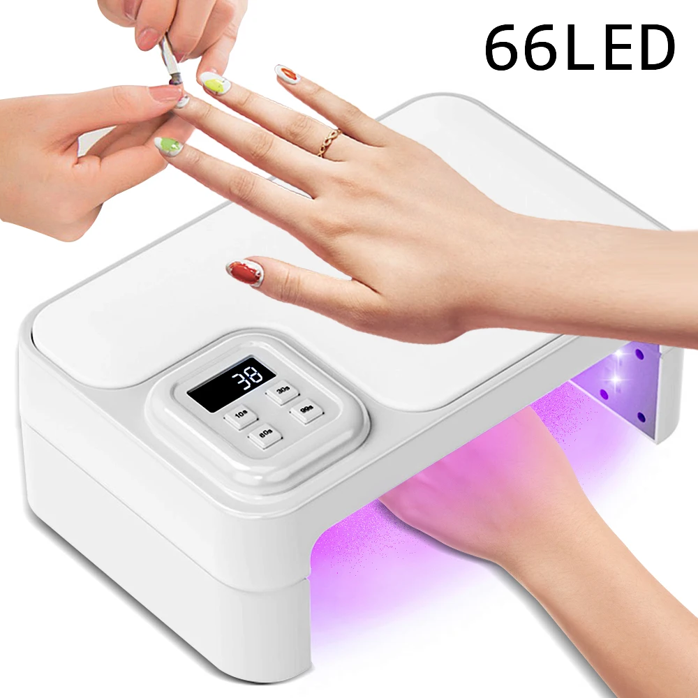 

180W Foldable UV LED Nail Lamp for Nails Gel Polish 66 Beads 4 Timer Setting UV Drying Light Professional Curing Dryer Lamps