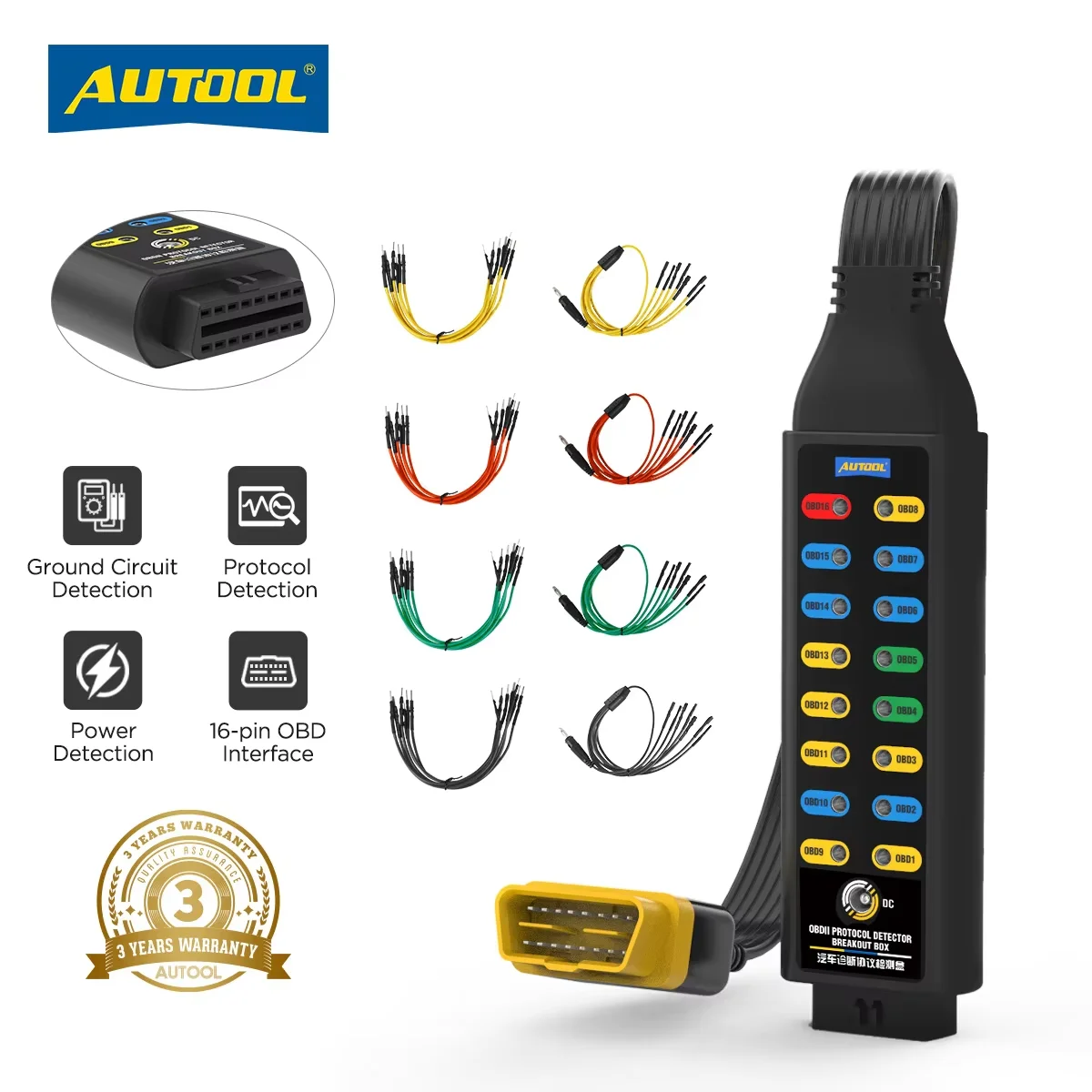 AUTOOL OBD2 Automotive Protocol Detector & Breakout Box Car CAN Test Box Fault Diagnosis Scan Tool Assistant Break out Box