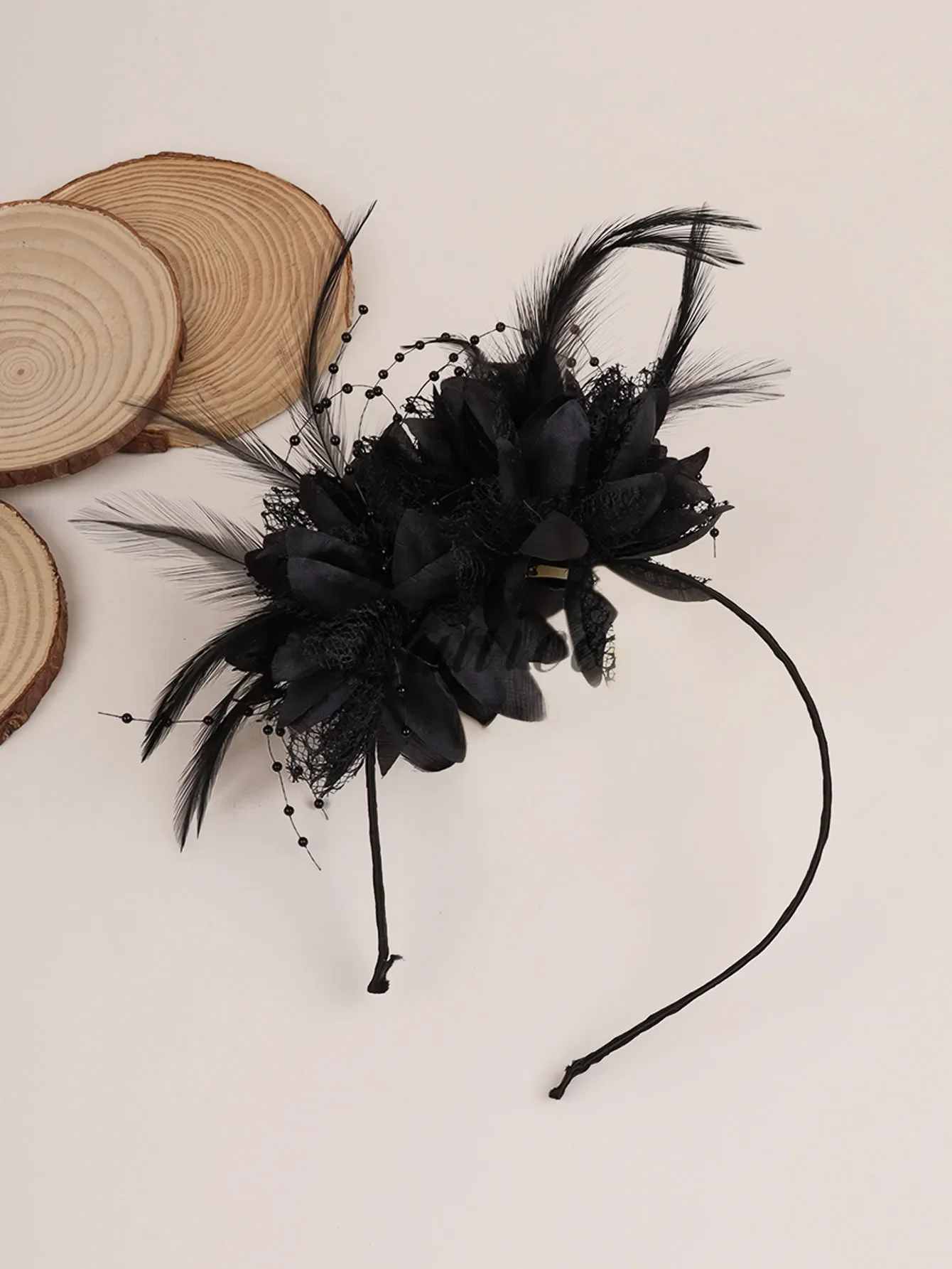 Women Girl Flower Fascinator Hat Headband Flower Mesh Yarn Cocktail Party Wedding Hair Accessories For Cocktail Fancy Headwear