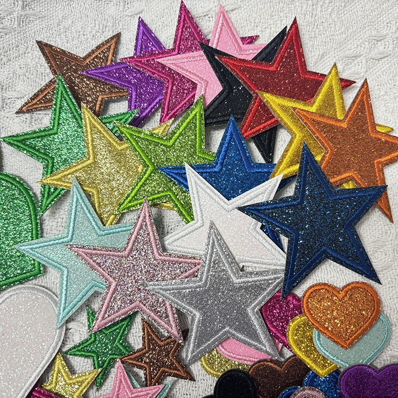 5 Stück Funkelnde Stern-Aufnäher zum Aufbügeln mit Glitzer-Pailletten für Jeanswesten, Funkelndes Kawaii-Style-Accessoire, DIY-Geschenke – Detail 2