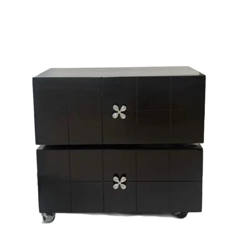 Retro rotating bedside table solid wood home creative bedroom antique cabinet storage drawer living room mobile side cabinet