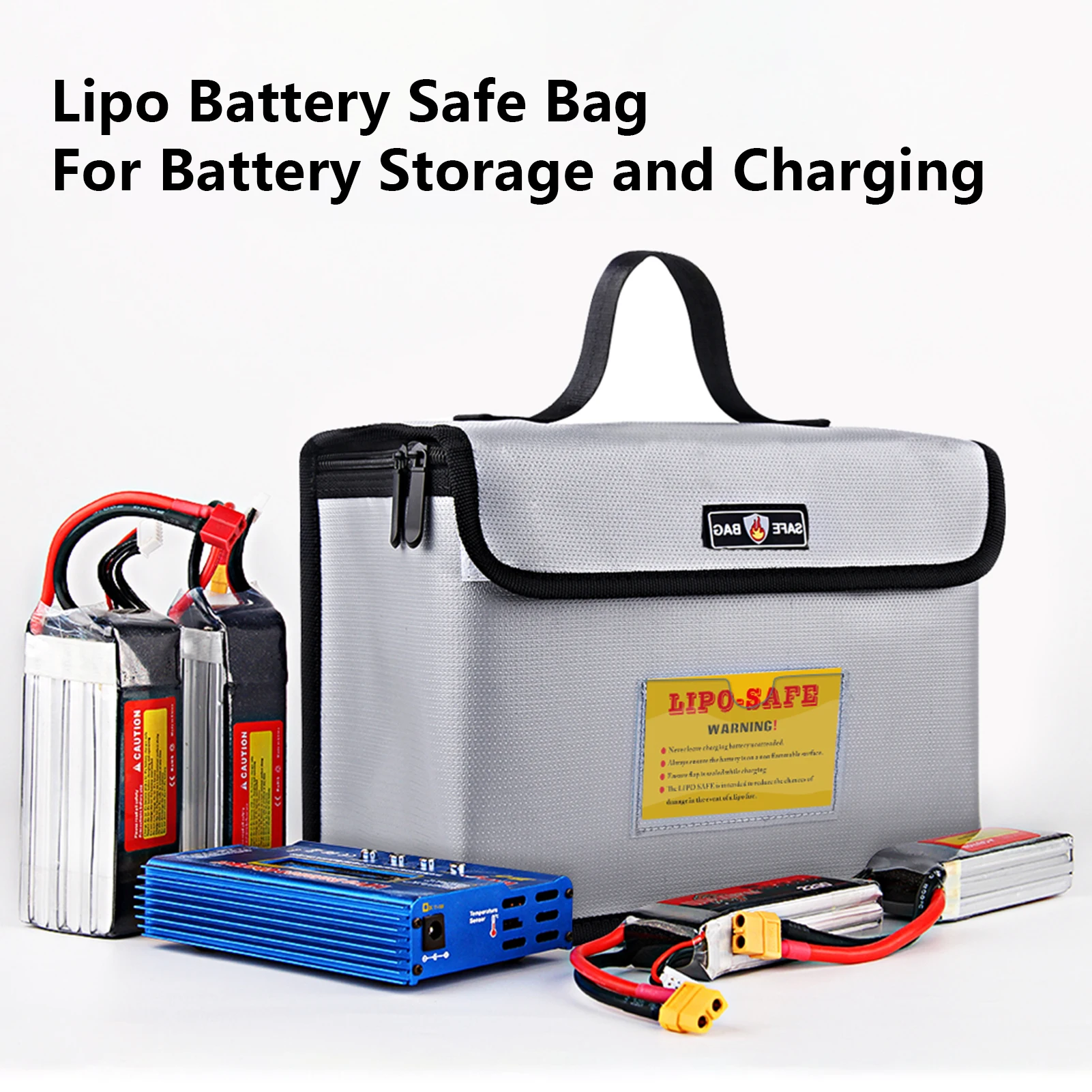 Fireproof Explosionproof Lipo Battery Guard Safe Bag for Battery Storage Charging with Double Metal Zipper Case Pouch