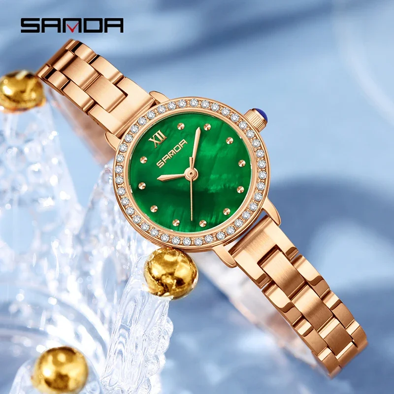 SANDA ساعة نسائية سوار ساعة باند موضة فريتيلاريا مينا تصميم أنيق سبيكة مقاوم للماء ساعة كوارتز نسائية مدمجة هدية