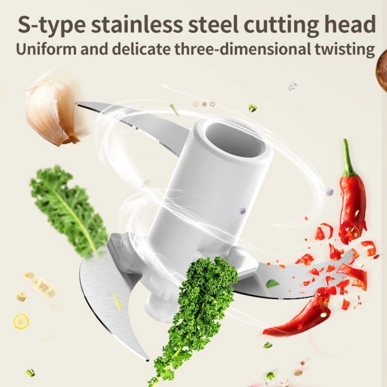 Mini Wireless  Garlic Press Dual Purpose Garlic Puree 350ml Kitchen Food Shredder Usb Charging Meat Grinder Vegetable