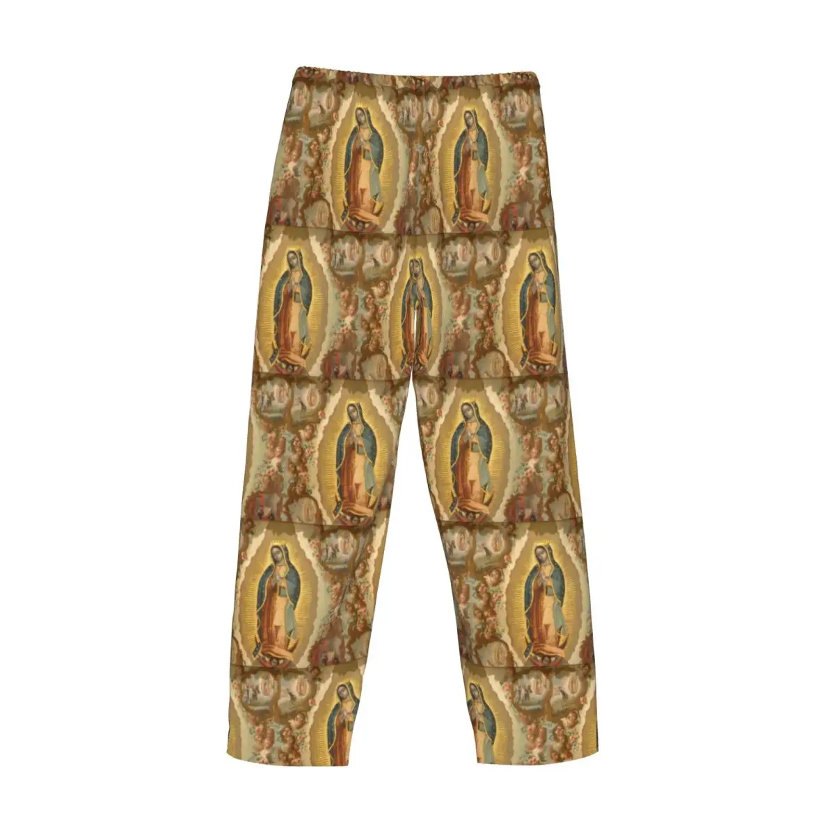 Custom Virgin Guadalupe Virgin Mary Pajama Pants Sleepwear Men's Elastic Waistband Mexico Catholic Saint Sleep Lounge Bottoms