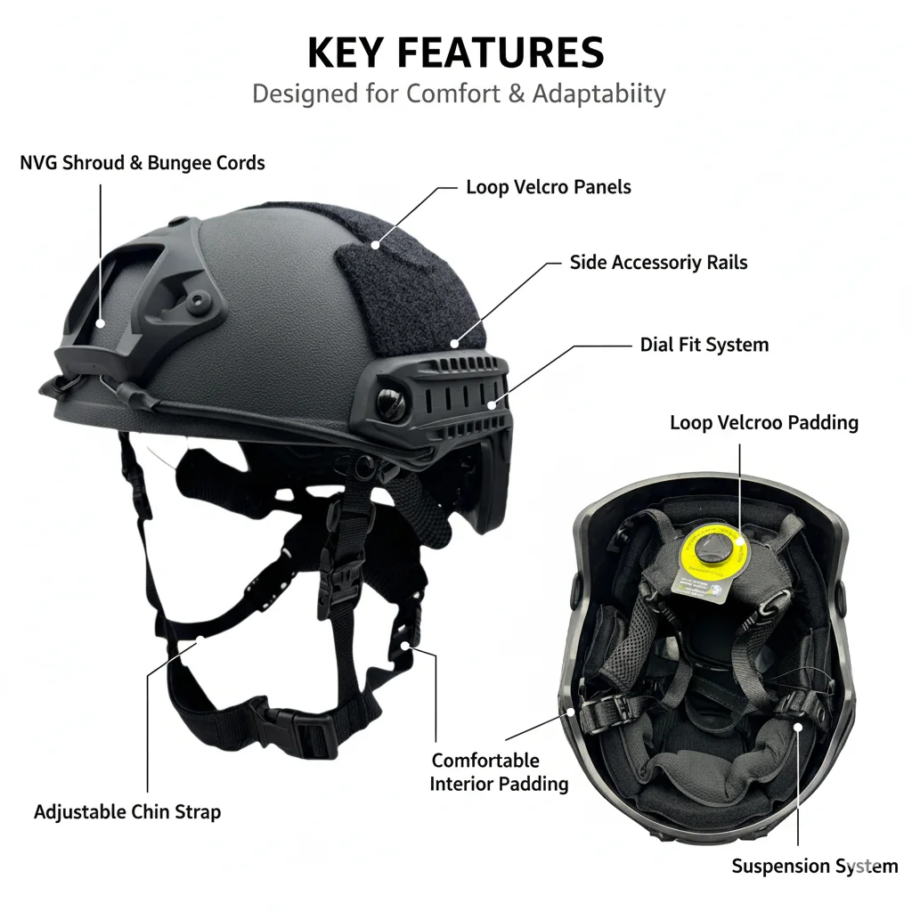 5mm Wendy's helmet Fast helmet, thick type, protective safety helmet, adjustable for outdoor hunting use, CS sports bicycle equi