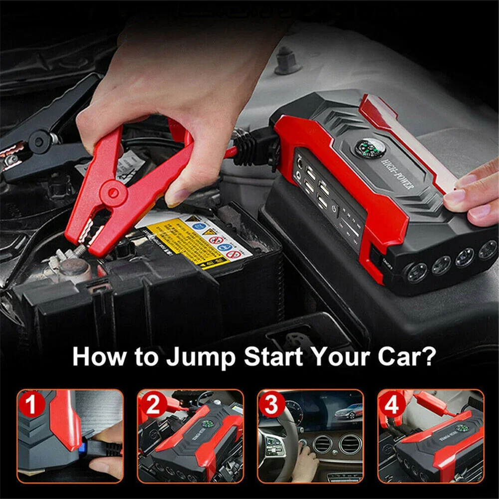 Starter de energia de emergência do carro portátil, carregamento rápido QC, isqueiro da bateria, 99800mAh, 12V, novo