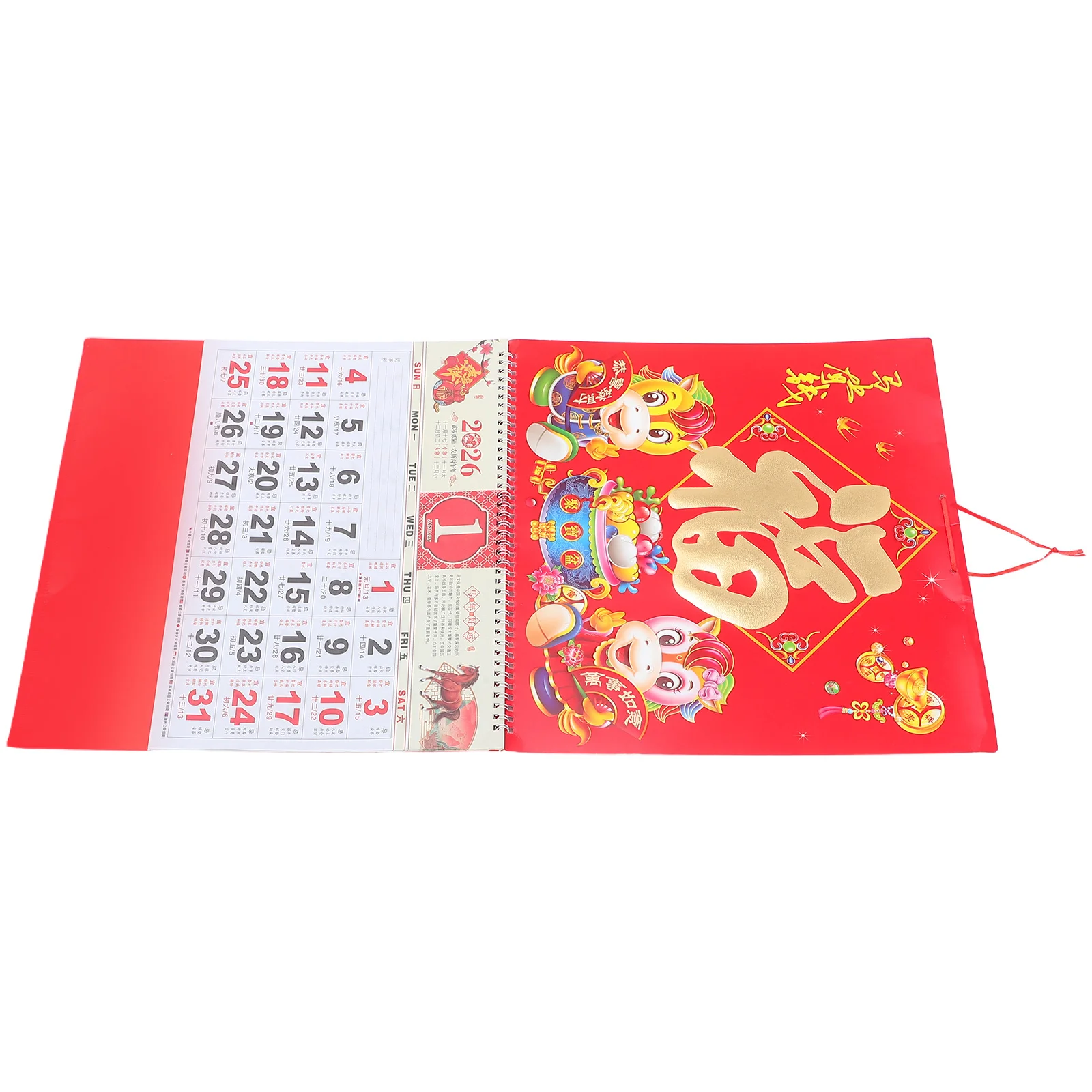 

Chinese New Year Wall Calendar 2026 Year of Horse Zodiac Foil Accent Lunar Calendar for Restaurants Home Office