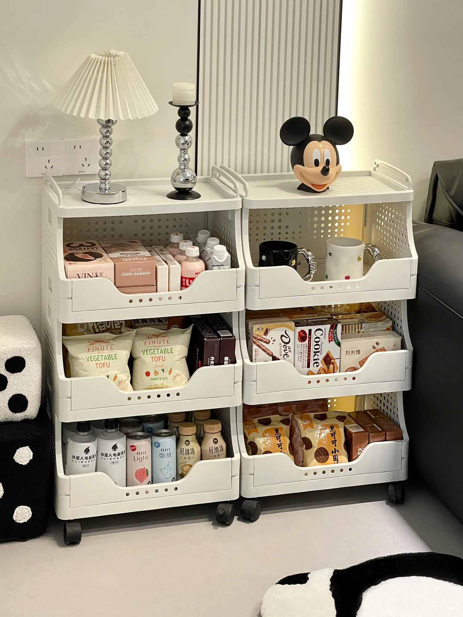 

Мобильная кухонная тумба-стеллаж для хранения, напольная, прямоугольная, современная, простая, из полипропилена, передвижная