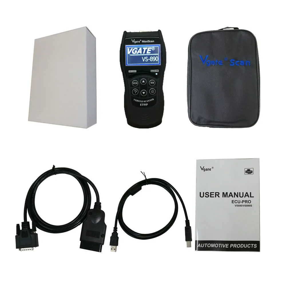 Ferramenta de reparo de carros multilíngue Vgate MaxiScan VS890 Leitor de Códigos OBD2 Scanner OBD2 Universal e Ferramenta de Diagnóstico de Falhas Automotivas