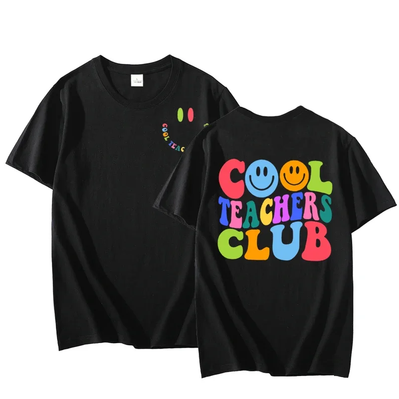 Cool Teachers Club T-shirt Women Cotton Summer Short Sleeve Teacher Life T Shirt Teach Tiny Human Tee Shirt Retro Casual Tops