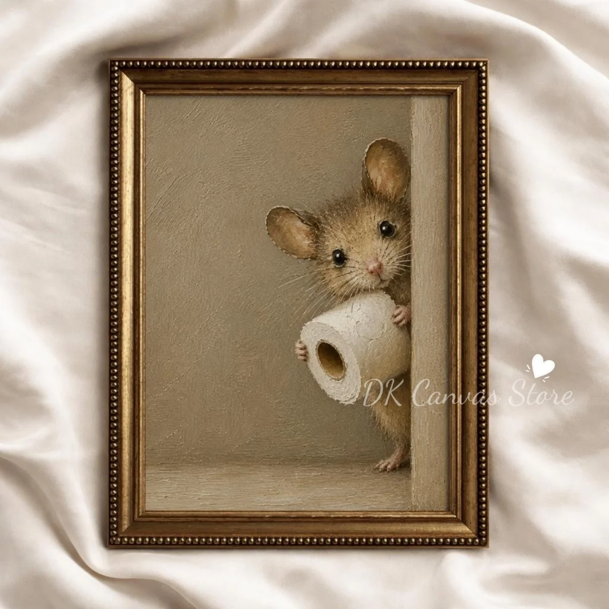 Funny Vintage Bathroom Animal Canvas Prints Poster Rustic Whimsical Cute Mouse Duck Bat Toilet Art Prints Restroom Home Decor