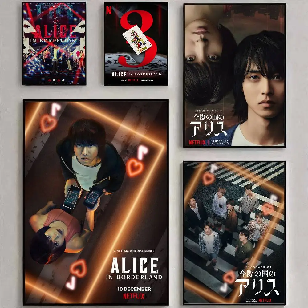 اليابانية الخيال العلمي التشويق أليس في بوردرلاند ملصق مقاوم للماء HD الفن جدار صائق طباعة ذاتية اللصق. غرفة المنزل الجمالية