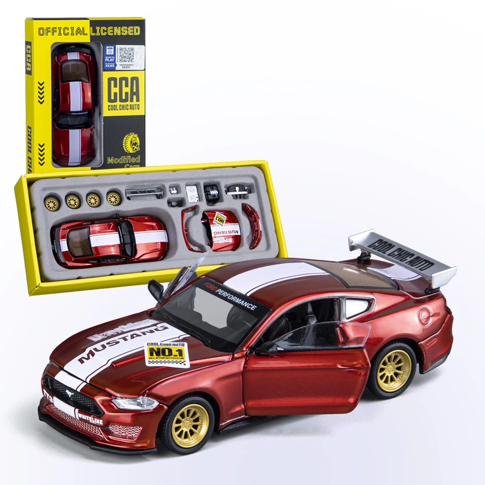 1:42 2018 Mustang GT 2019 Alloy Modified Car Series Model Vehicle Diecast Metal Assembly Modification Collection Toy Motor Boys