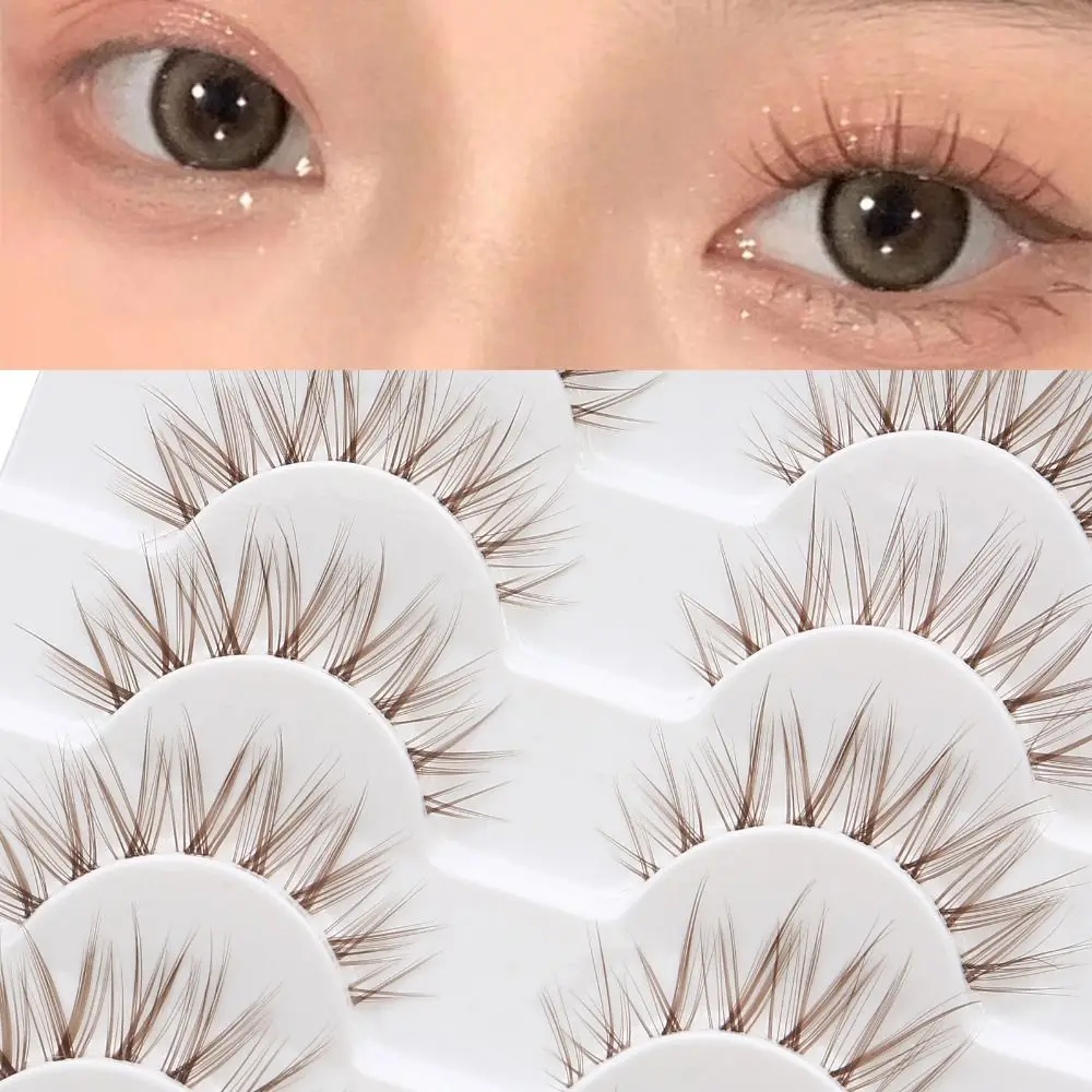 Brown False Eyelashes Manga Lashes Natural Look Fake Eyelashes 3D Faux Mink Lashes Dramatic Anime Lashes Cosplay Spiky Lashes