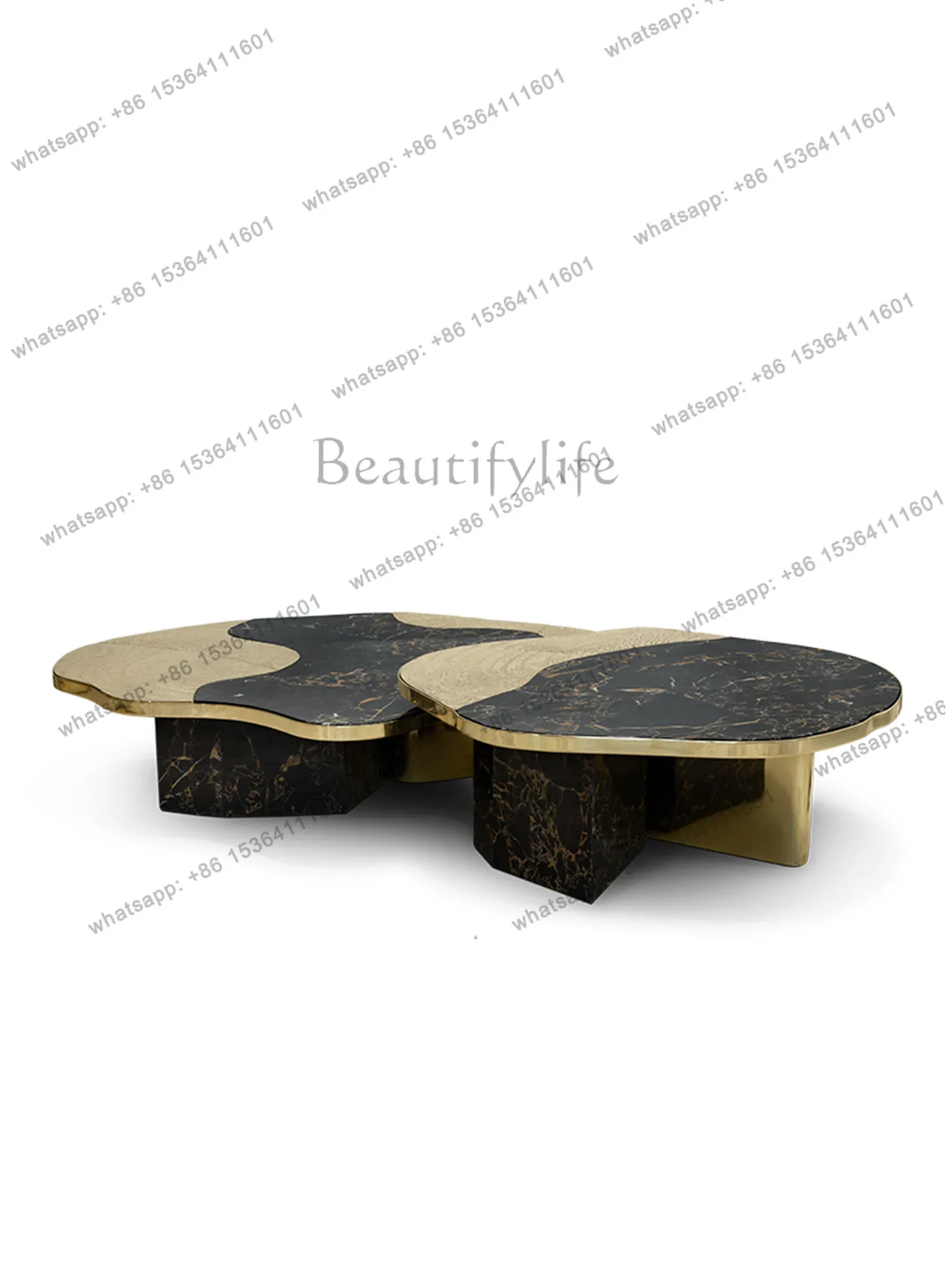 Italian marble coffee table light luxury creative irregular high-end coffee table combination