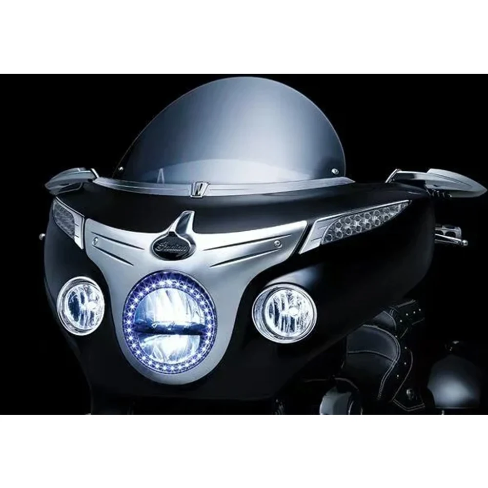 ไฟเลี้ยวหน้ารถมอเตอร์ไซค์ Indian Chieftain Roadmaster ปี 2014-2025 สีดำโครเมียม ทำจากพลาสติก