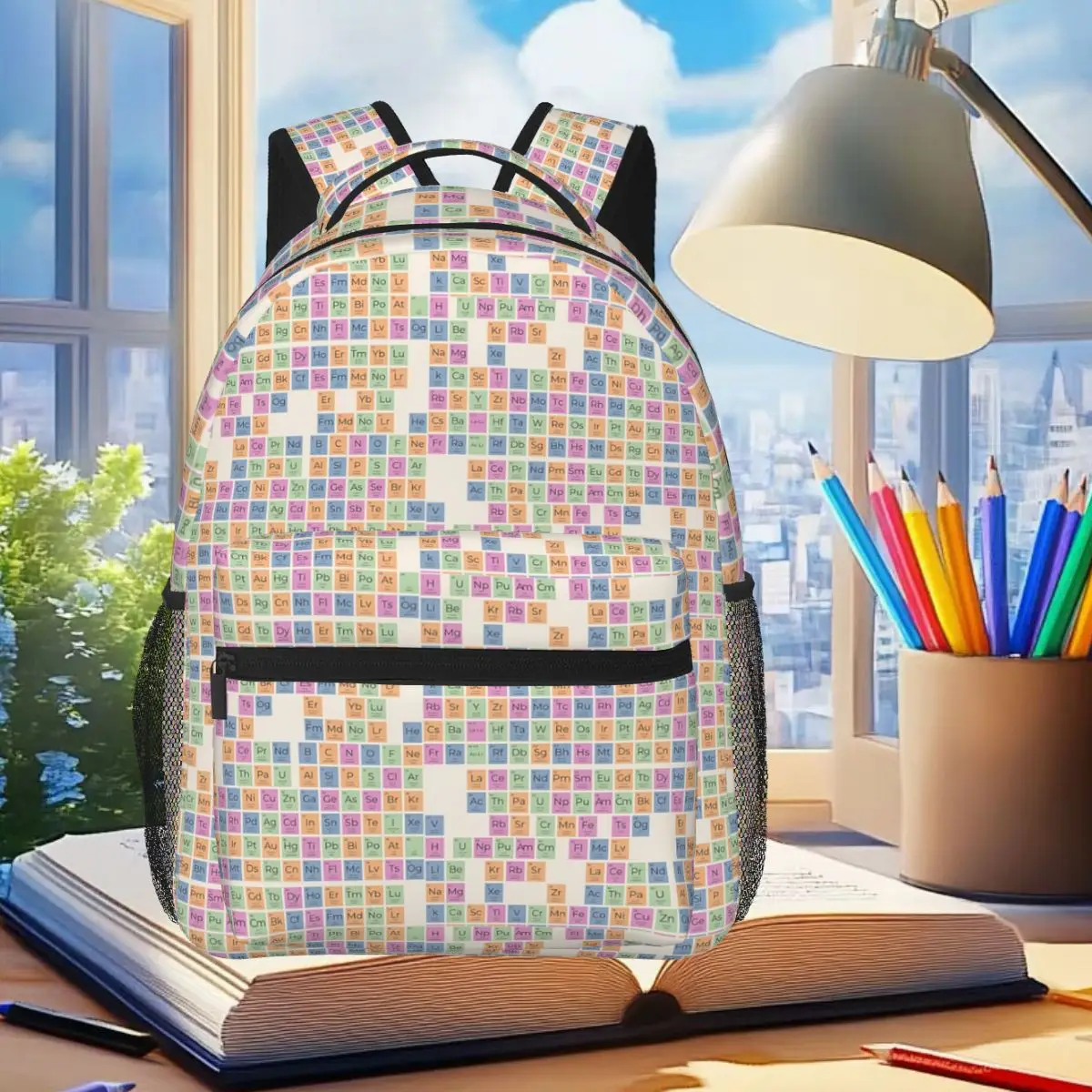 

Студенческий рюкзак с периодической таблицей, школьная сумка, походный дорожный рюкзак для мужчин и женщин, модная сумка для книг, сумки на плечо