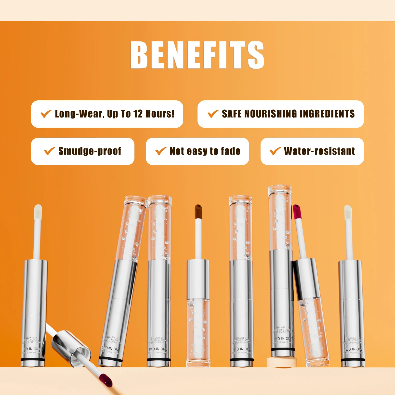 3 w 1: szminka peel-off + błyszczyk + olejek do ust + konturówka do ust, efekt lustra, błyszczący tint do ust, długotrwała szminka