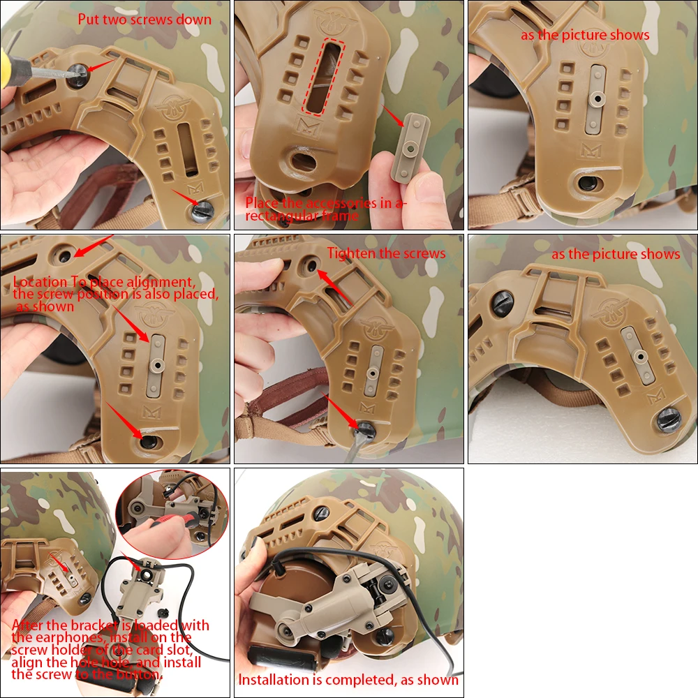 TAC-SKY Tactical Headset COMTA II III IV XPI ARC Helmet Track Adapter Compatible With MTEK FLUX PTS Helmets