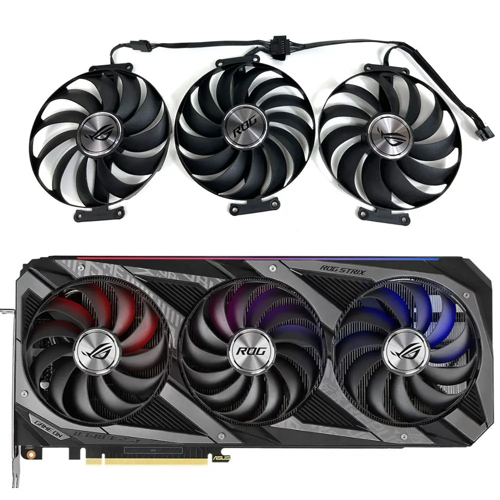 1SET ROG-STRIX-RTX 3060 TI、3070 TI GPU FAN，For ASUS ROG-STRIX-RTX 3060 TI、3070、3070 TI、3080、3090 Video card cooling fan