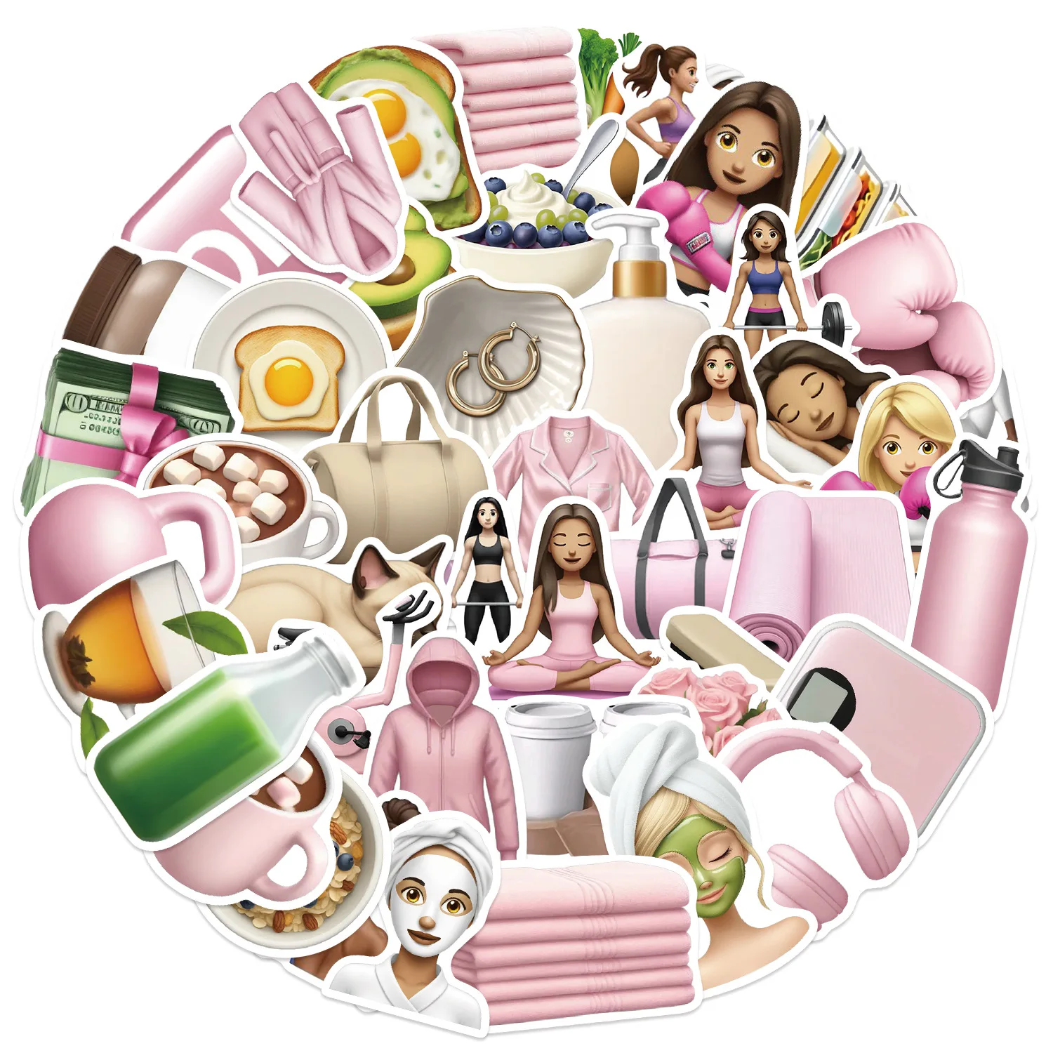 50 Uds. De pegatinas de grafiti rosa para ejercicio de chica, decoración creativa, maleta, guitarra, funda para teléfono móvil, pegatinas impermeables DIY, regalos