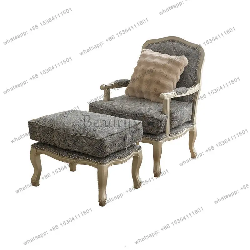 

Американское кресло-софа из массива дерева в стиле лёгкой роскоши для гостиной, демонстрационной комнаты, балкона, тканевое, одноместное.