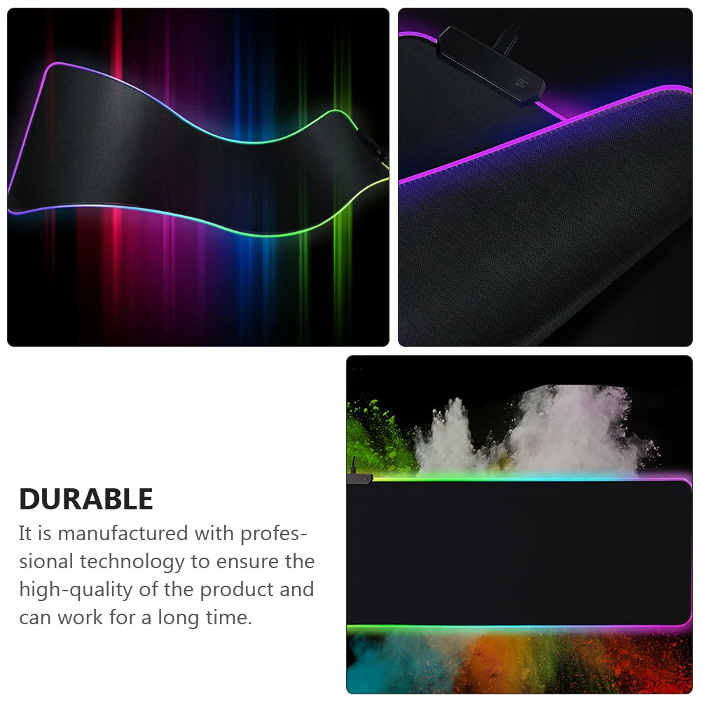 Rgb LED Mouse Mat Waterproof Dirt-Resistant Luminous Gaming Mouse Pad Nonslip Anti-Slip Desk Accessory Glowing Keyboard Mat