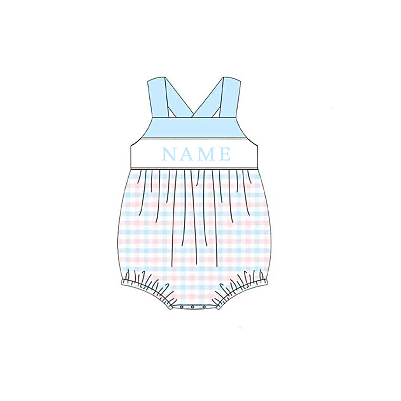 Boutique Baby Girl And Baby Boy New Cotton Customizable Name Styles Presale Models Floral And Plaid Series Romper Sets Clothes