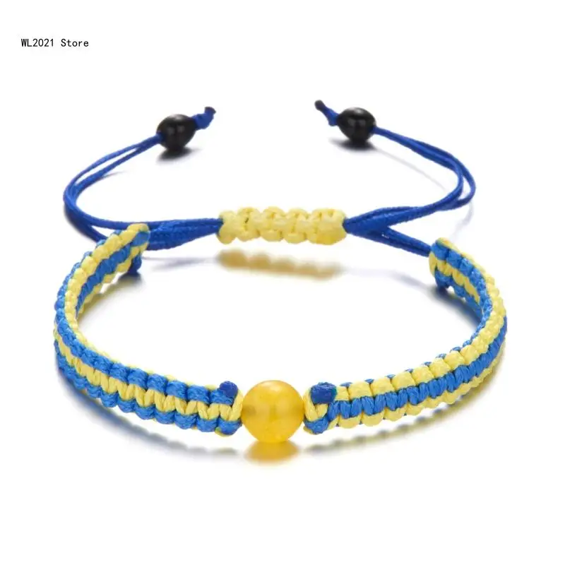 Yellow Blue Bracelet Wrist Rope Handmade Braided Blue and Yellow Rope Bracelets Yellow Blue Flag Bracelet Jewelry Unisex