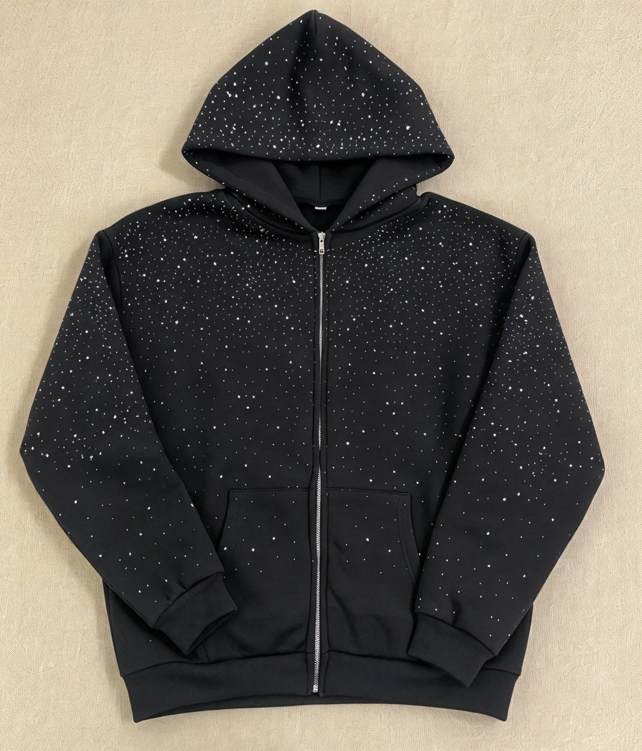 Y2K Gothic Bling Strass Reißverschluss-Hoodie Unisex Sternenhimmel Vollbesetzter Kapuzenpullover mit Reißverschluss Alt Streetwear – Detail 5