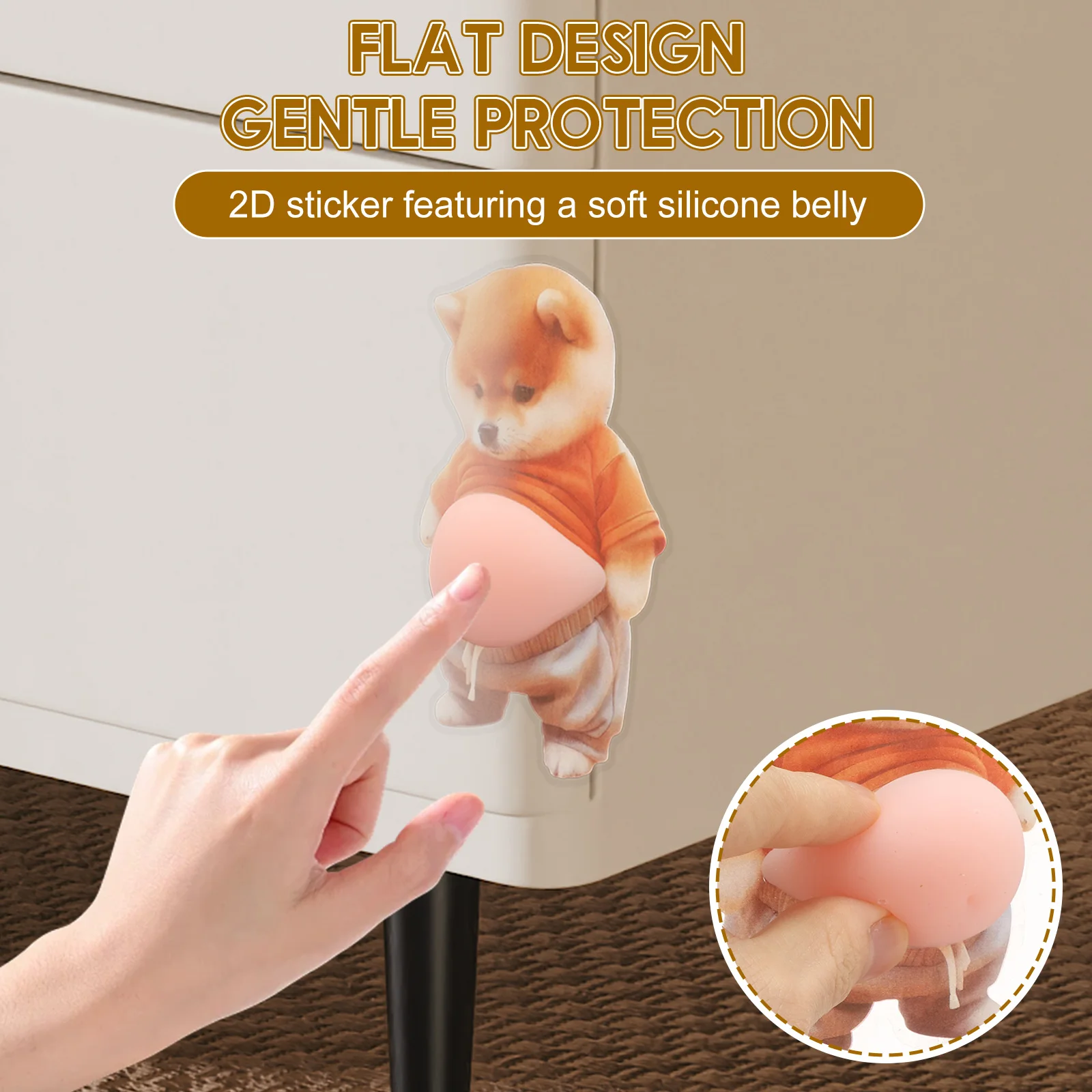 2Pcs 3D Shiba Inu Dog Belly Stickers Anti Collision Dog Belly Sticker Fun Puppy Wearing Outfit with Pink Belly Decal Home Decor