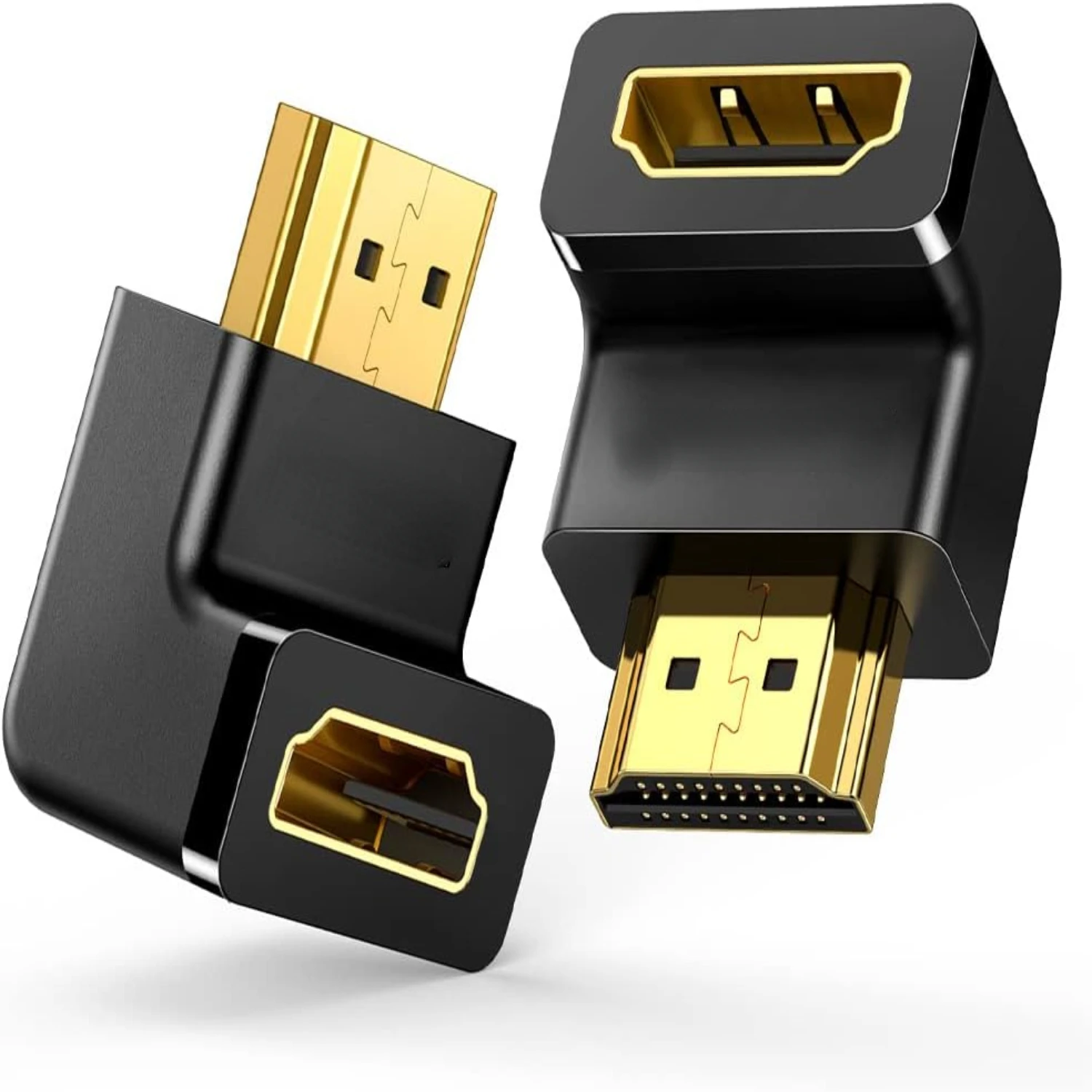 

Enhanced Viewing Experience with 2 Pack of Elegant Gold Plated Right Angle Male to Female Connector Adapter - Perfect for TV Sti