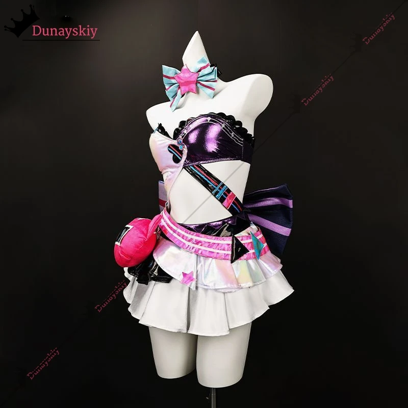 Anime Snow MIKUUU Cosplay Costume S-XL Women Sexy Leather Bar Skirt Suit Bunny Girl Kawaii Uniform Wig Set For Halloween Clothes
