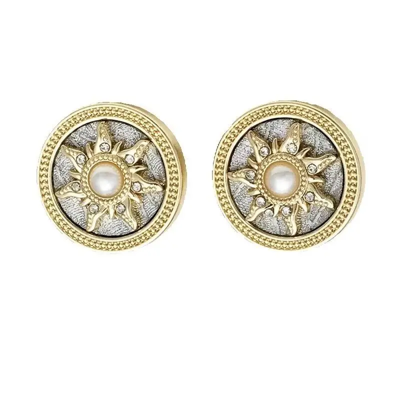 6pcs High-grade sun pearl inlaid diamond buttons metal fluorescent powder buttons coat coat suit decorative buttons