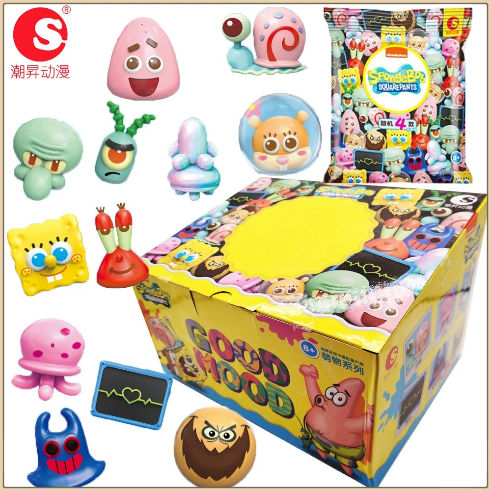 

Genuine SpongeBob SquarePants 25th Anniversary Cute Item Series Mini Blind Box Cartoon Desktop Decoration Model Toys Kids Gifts