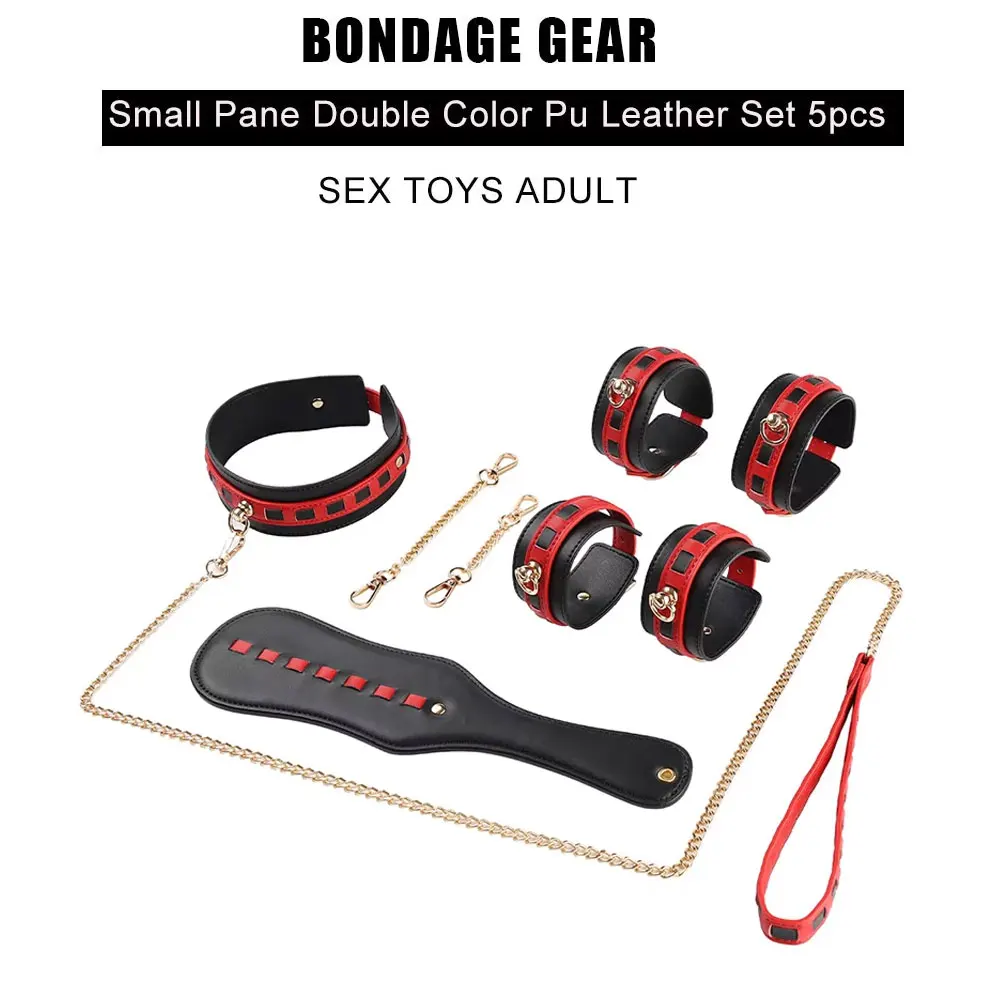 Premium Double-Color Leather Bondage Set for Women BDSM Bondage Restraints Kit Collar Adult Sex Products Sex Bondage Gear