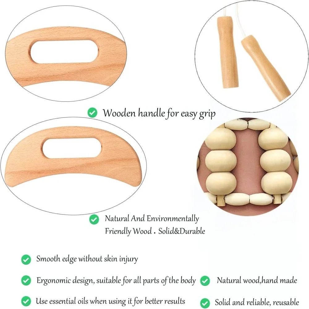 2/4/6/8PCS Wooden Therapy Massage Sets Pain Relief Maderoterapia CorporalAnti Cellulite Body Slimmling Gua Sha Back Massager