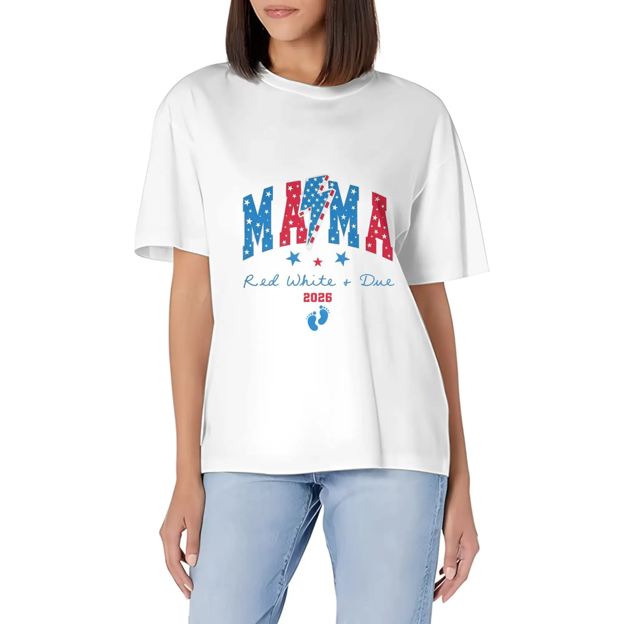 Pregnancy Announcement 4th Of July Pregnancy Patriotic Maternity Casual Super Soft Breathable Gift For Mom Couple Family Friend