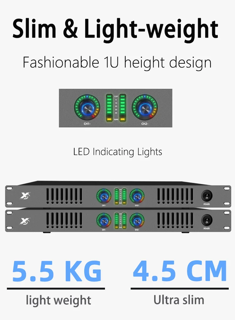 ホームクラスdオーディオアンプ、LEDサウンドパワーアンプ、1uデザイン、600w * 2