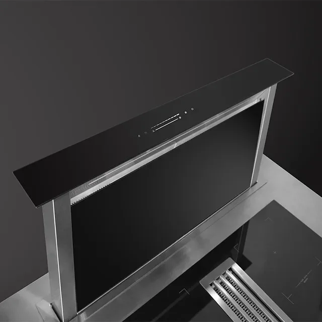 

Hot sales 90cm Lifting Range Hood Built in Energy Saving Super Quiet Island Kitchen Cooker Downdraft Black Stylish