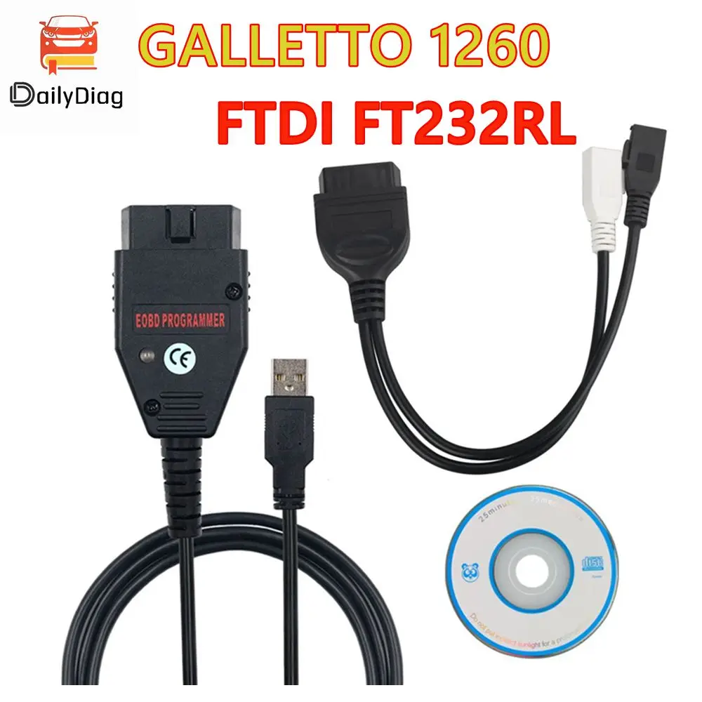 

Galletto 1260 FTDI FT232RL Диажетический интерфейс с кабелем OBD 2 для Audi 2x2 EOBD ECU Flasher Read & Write Автомобильный ЭБУ для серии Vag