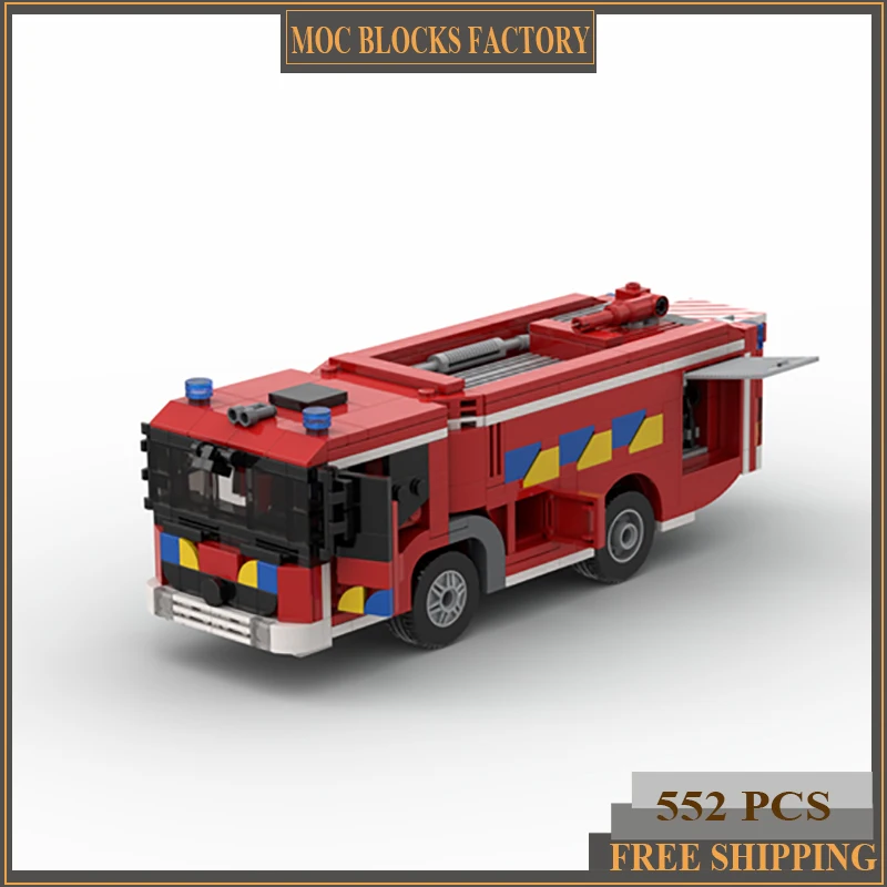 Car Series Moc Building Block Belgian Fire Truck Water Tanker Model Technology Brick Brand-name Vehicle DIY Toy For Child Gift